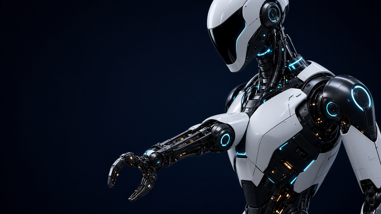 Humanoid robot with coordinated neck, arm, and claw actuation